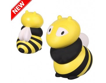 a back and front photo of a bee stress toy